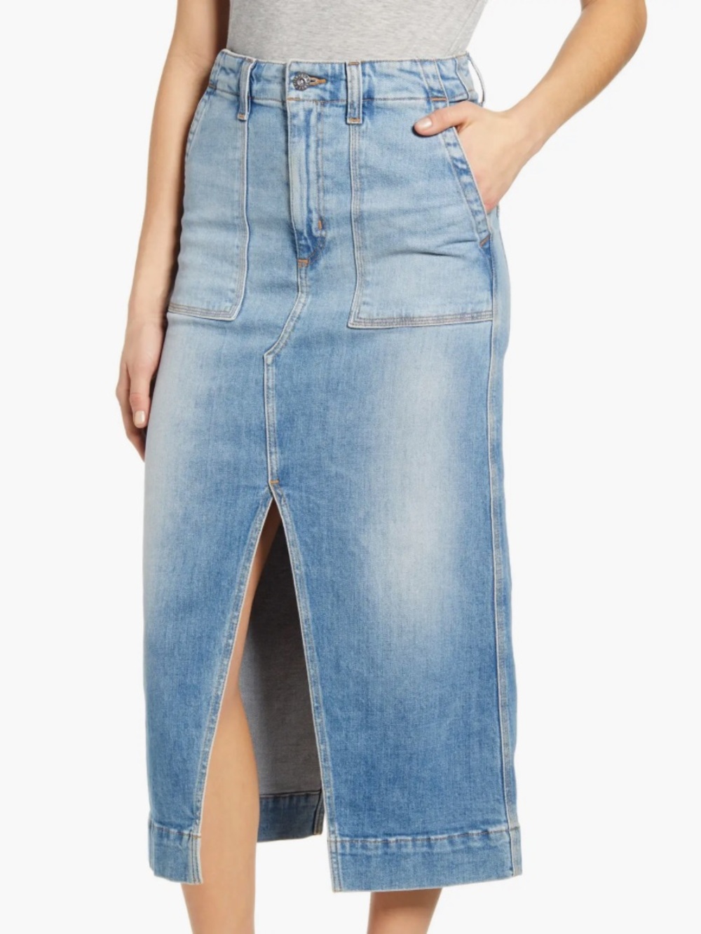 AG The Lana Denim Midi Skirt